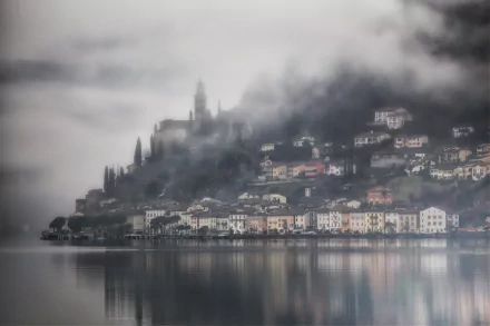 fog winter Switzerland ticino man made Morcote HD Desktop Wallpaper | Background Image