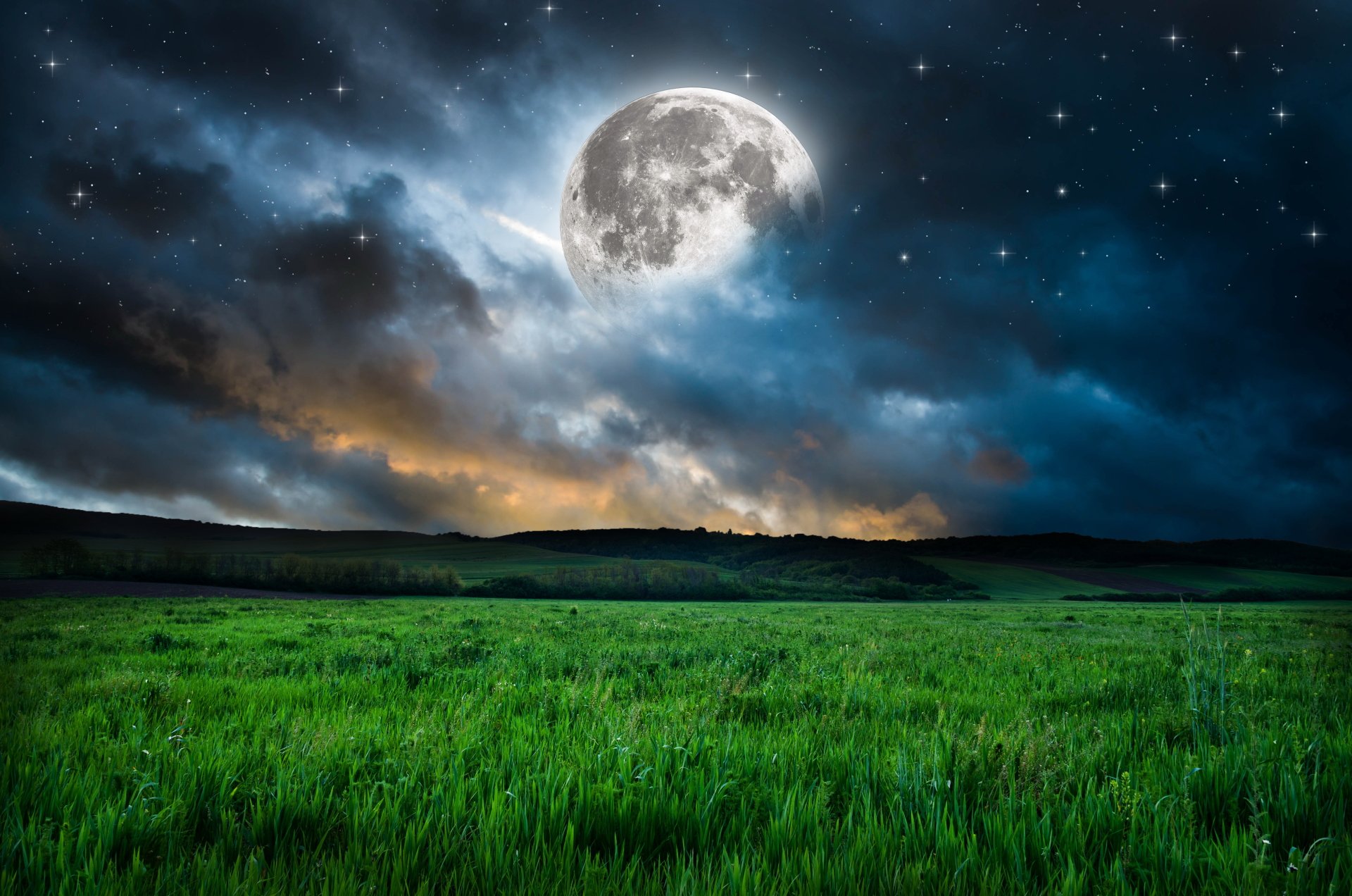 Mystic Moon Over Meadow 4k Ultra Hd Wallpaper