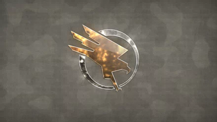 HD PC desktop wallpaper for the Command & Conquer video game: metallic bird emblem in a circular frame on a textured gray background.