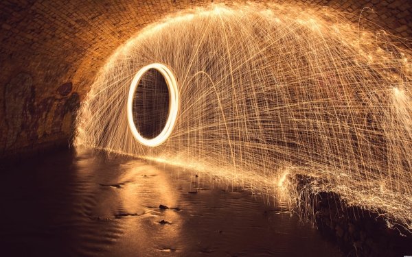 Fotografía Fuegos Artificiales Rio Sparkles Agua Túnel Reflejo Fondo de pantalla HD | Fondo de Escritorio