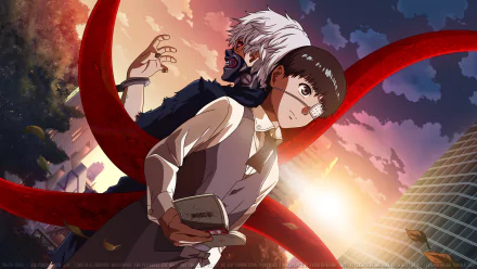 sunset mask white hair black hair Kagune (Tokyo Ghoul) book eye patch Ken Kaneki Anime Tokyo Ghoul HD Desktop Wallpaper | Background Image