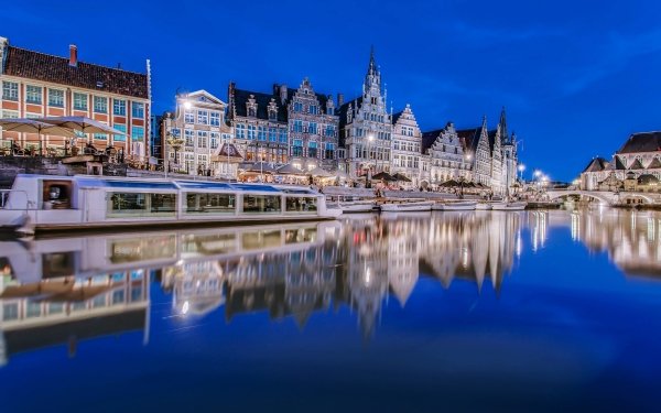 Man Made Bruges Towns Belgium City River Building Sky Evening Harbor Sea Boat HD Wallpaper | Background Image