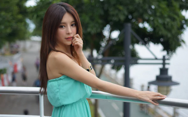 bracelet Hong Kong bokeh hair Taiwanese asian model Julie Chang woman Zhang Qi Jun HD Desktop Wallpaper | Background Image