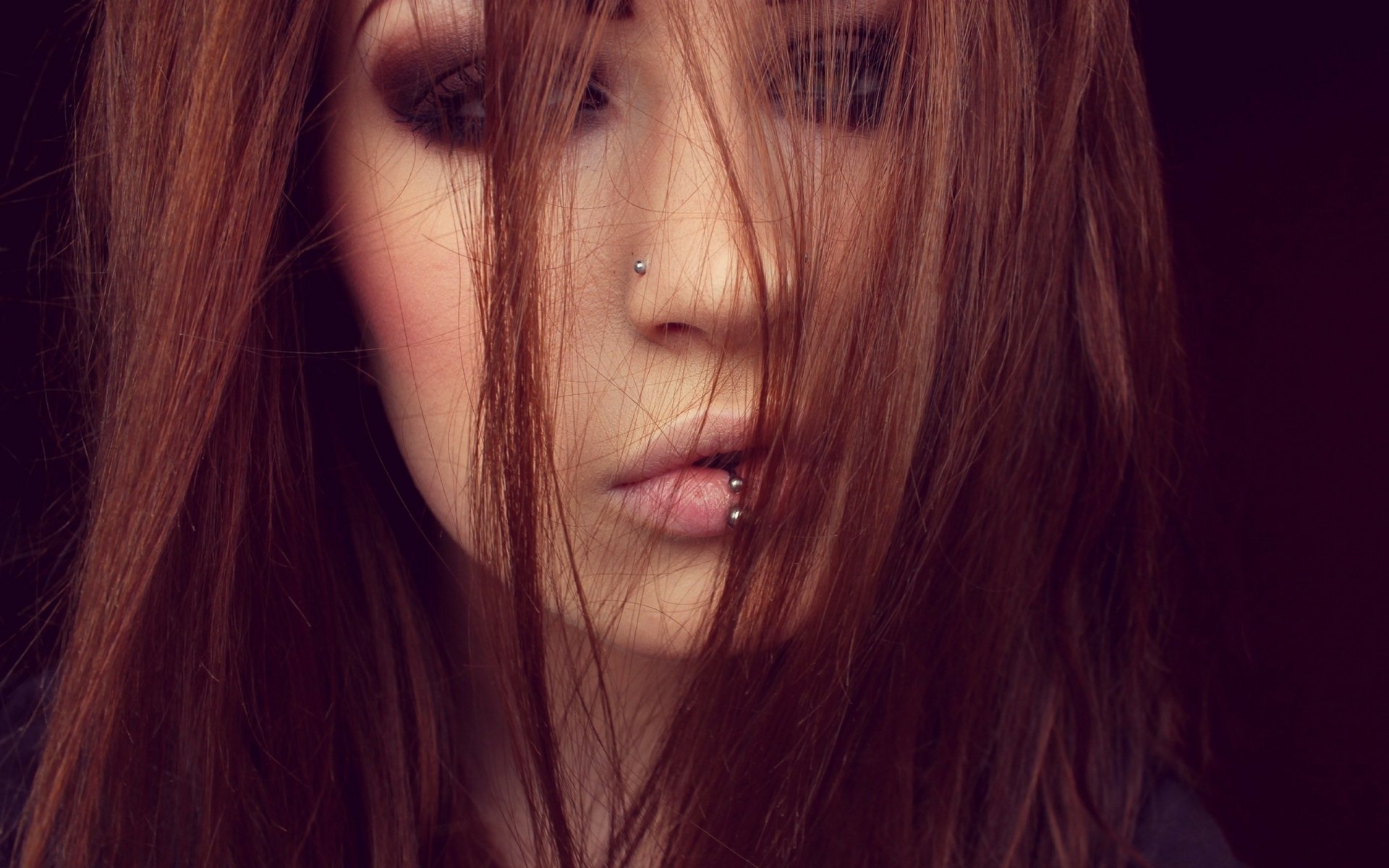 Download Piercing Redhead Hair Woman Face HD Wallpaper