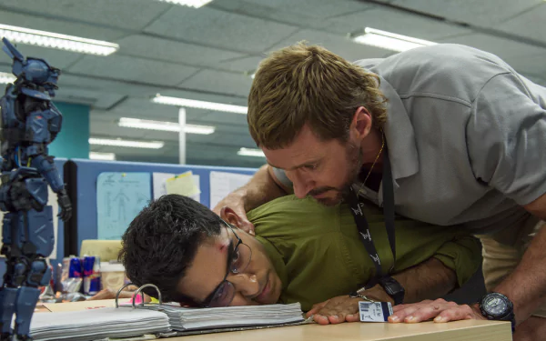 Dev Patel Deon Wilson Hugh Jackman Vincent Moore movie Chappie HD Desktop Wallpaper | Background Image