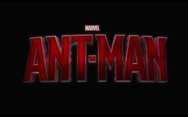 HD wallpaper featuring the Marvel movie logo for Ant-Man in bold red letters against a black background, showcasing the film's iconic branding.