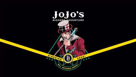 HD wallpaper featuring Will Anthonio Zeppeli from the anime Jojo's Bizarre Adventure, with bold colors and a striking graphic design centered around the character.