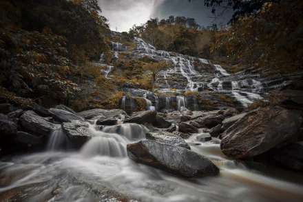 boulder stream nature Thailand fall waterfall HD Desktop Wallpaper | Background Image