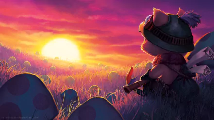 Bandle City (League Of Legends) mushroom field sunset Teemo (League Of Legends) video game League Of Legends HD Desktop Wallpaper | Background Image