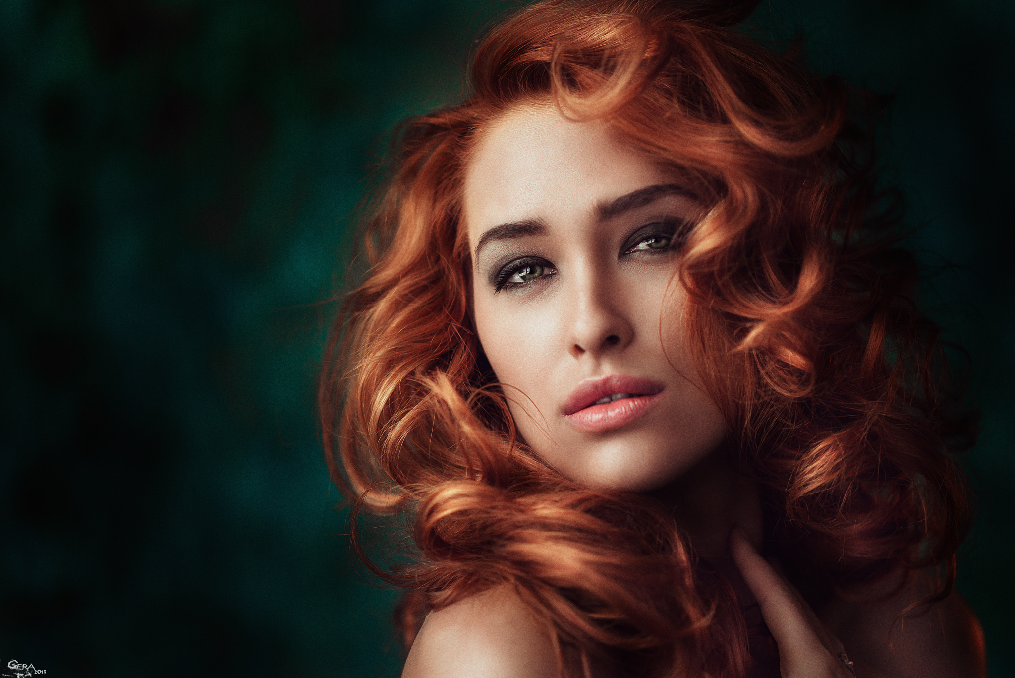 Download Curl Redhead Green Eyes Model Woman Face Hd Wallpaper By Georgy Chernyadyev 