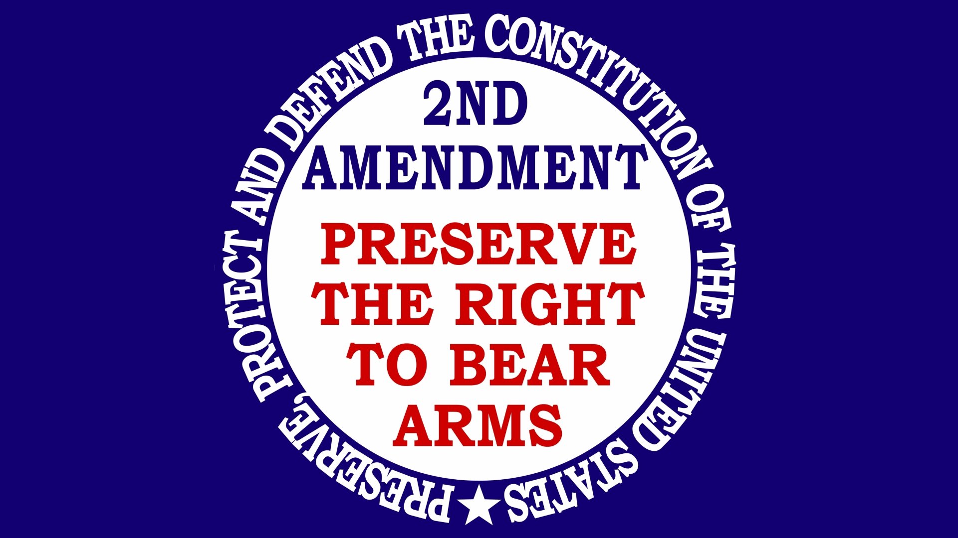 4K Ultra HD desktop wallpaper featuring a bold 2nd Amendment design with the phrase Preserve the Right to Bear Arms surrounded by a circular protection message.