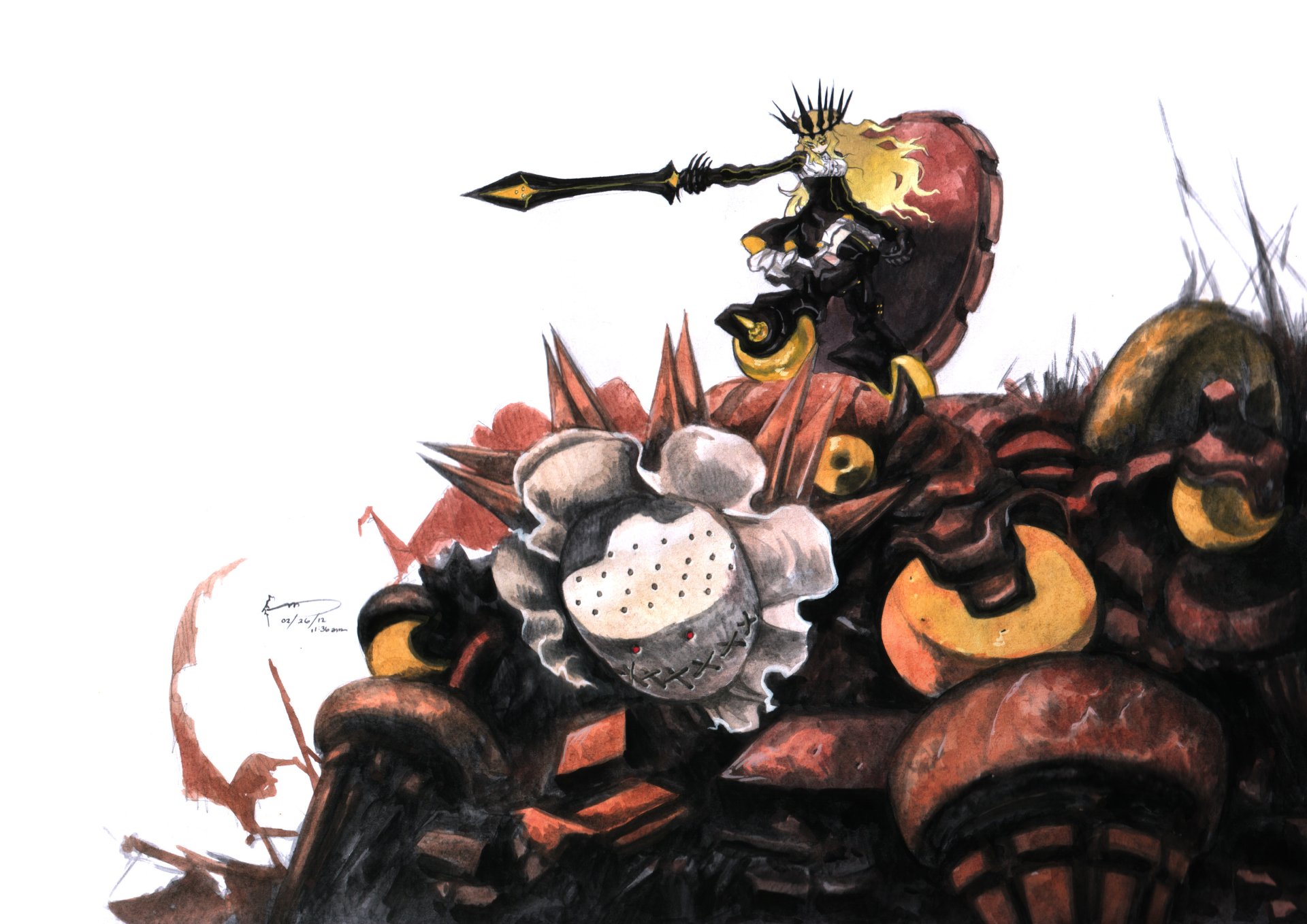 HD PC desktop wallpaper featuring Chariot from Black Rock Shooter anime, showcasing a detailed mechanical design with vibrant colors and dynamic composition.