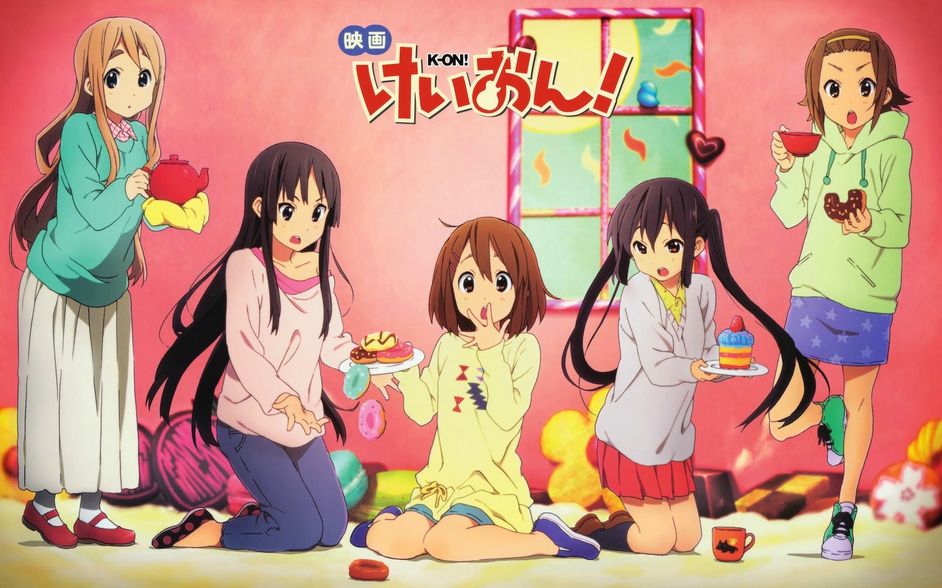 K-ON! HD Wallpaper: Azusa, Tsumugi, Ritsu, Yui & Mio Together ...