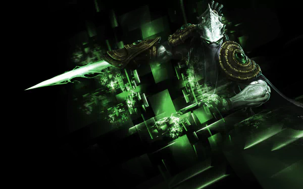 Zeratul from StarCraft wields his blade in this dynamic HD wallpaper, showcasing his striking presence from the video game series and Heroes of the Storm.