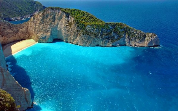 Earth Cliff Zakynthos Scenic Turquoise Beach HD Wallpaper | Background Image