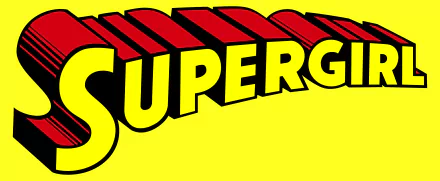 HD PC desktop wallpaper featuring bold, comic-style lettering of SUPERGIRL in red and yellow, capturing the dynamic essence of the iconic superhero.
