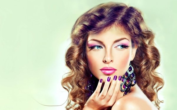 Women Beautiful Hair Face Hand Earrings Brunette HD Wallpaper | Background Image