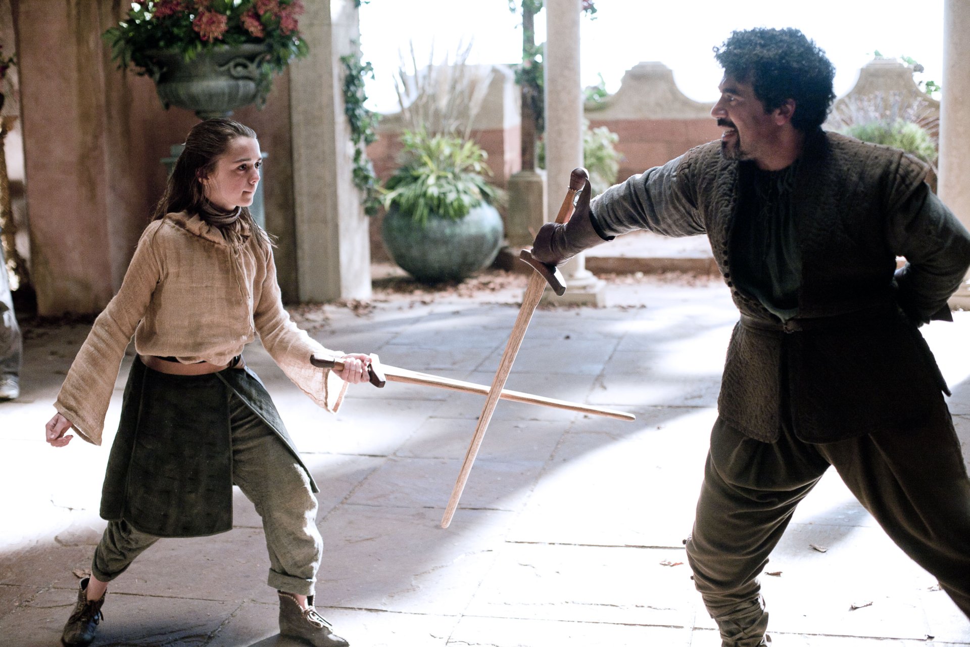 Download Miltos Yerolemou Syrio Forel Maisie Williams Arya Stark TV Show Game Of Thrones HD Wallpaper