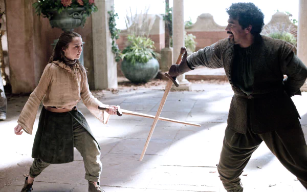 Miltos Yerolemou Syrio Forel Maisie Williams Arya Stark TV Show Game Of Thrones HD Desktop Wallpaper | Background Image