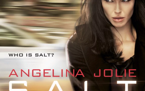 HD desktop wallpaper featuring Angelina Jolie from the movie Salt with the text Who is Salt? prominently displayed.