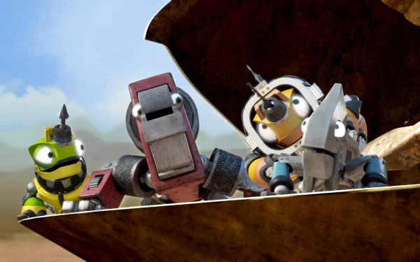 HD wallpaper featuring characters from Dinotrux animated series, posed for a vibrant desktop background.