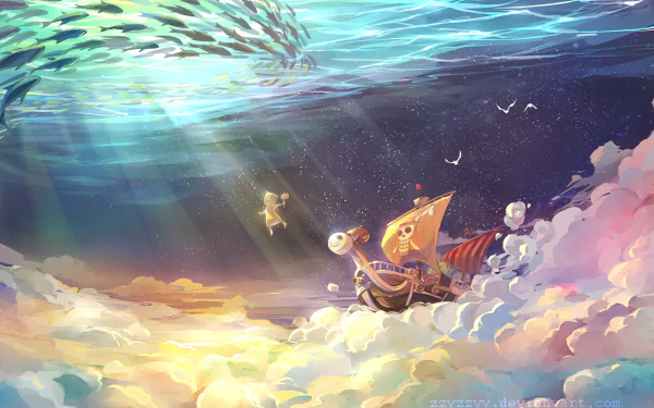 underwater Going Merry (One Piece) Anime One Piece HD Desktop Wallpaper | Background Image