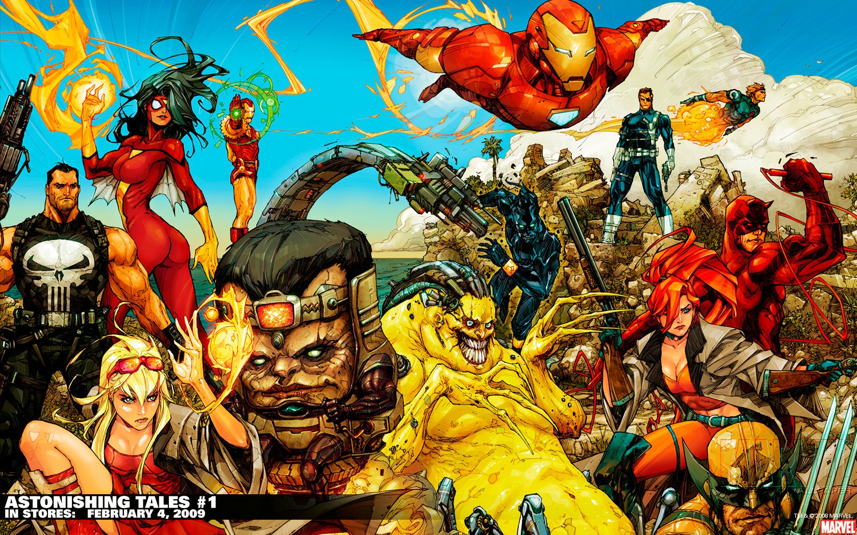 Download Wolverine Daredevil Modok (Marvel Comics) Iron Man Spider-Woman Punisher Comic Astonishing Tales Wallpaper