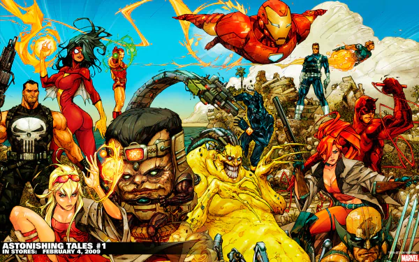 Wolverine Daredevil Modok (Marvel Comics) Iron Man Spider-Woman Punisher Comic astonishing tales HD Desktop Wallpaper | Background Image