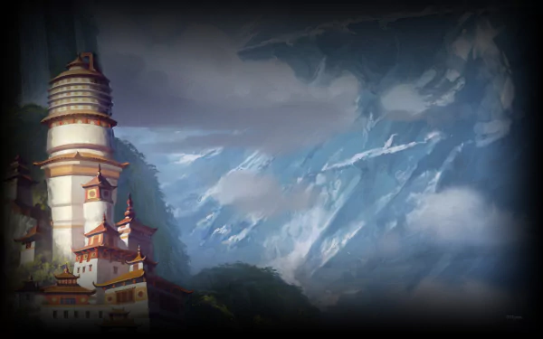 HD PC desktop wallpaper featuring a scenic mountainous landscape from the Disney Planes video game universe with a detailed tower on the left side.