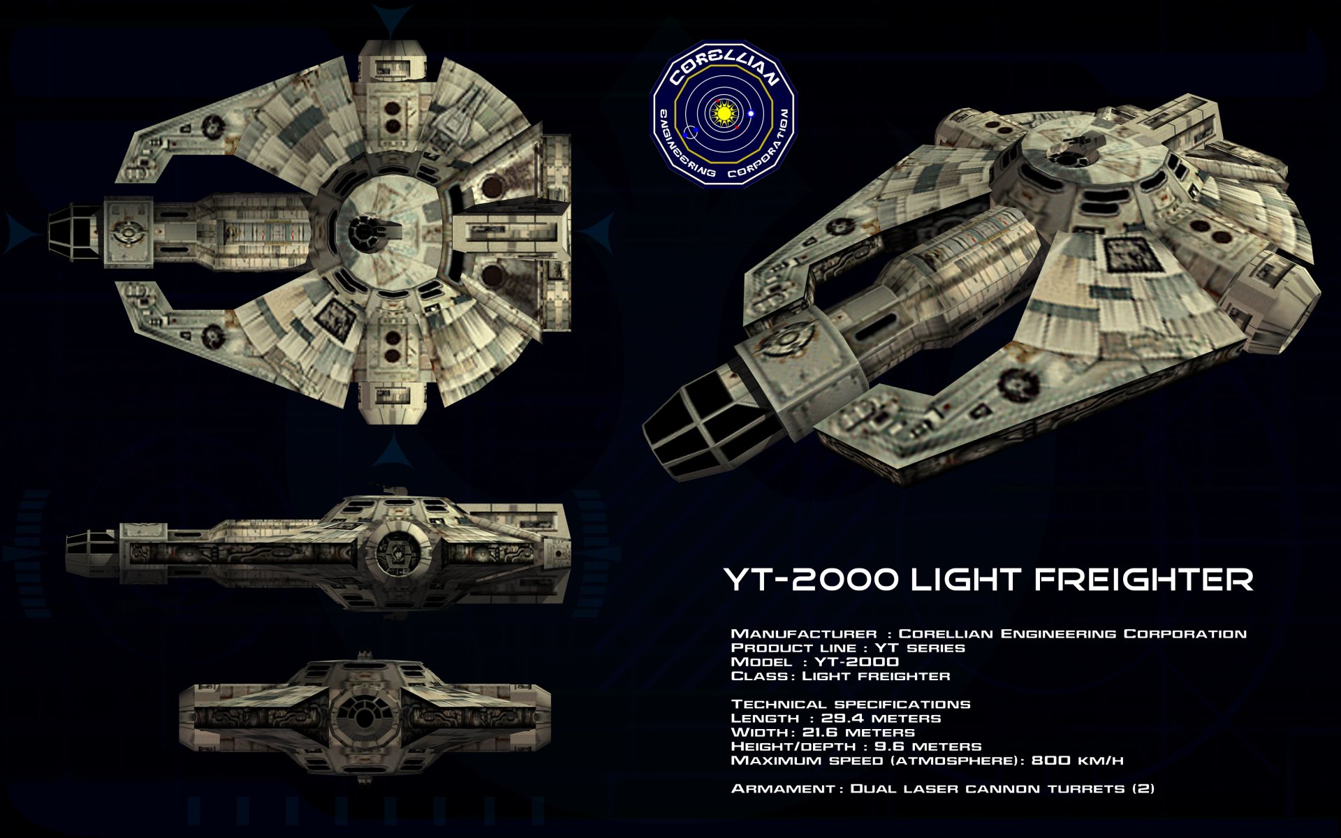 YT-2000 Light Freighter 4k Ultra HD Wallpaper | Background Image