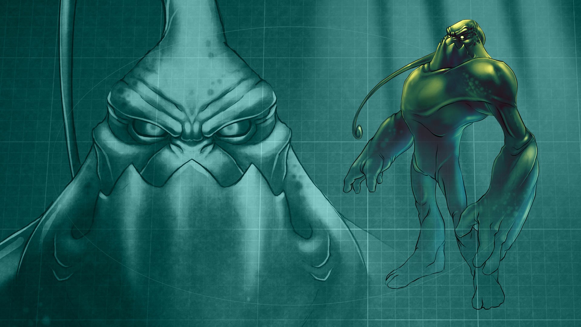 HD PC desktop wallpaper featuring Zac from the video game League of Legends, showcasing his character design with a detailed close-up and full body view.
