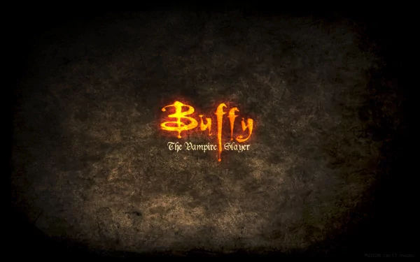 HD desktop wallpaper featuring the glowing title logo of the TV show Buffy the Vampire Slayer against a dark, textured background.