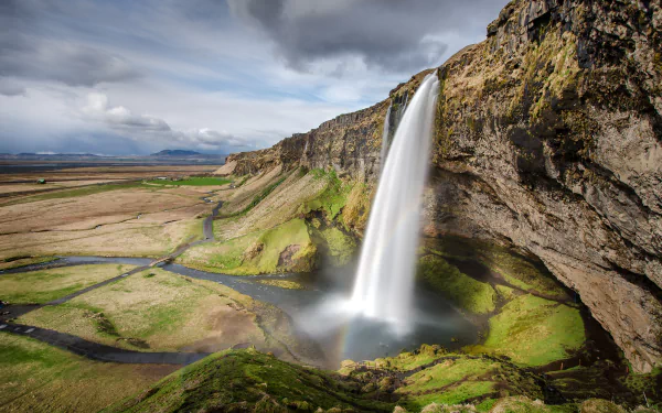 Iceland waterfall nature Seljalandsfoss HD Desktop Wallpaper | Background Image