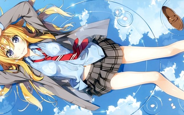 Anime Your Lie in April Kaori Miyazono Blonde Blue Eyes School Uniform Tie HD Wallpaper | Background Image