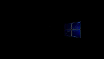 An HD desktop wallpaper featuring a stylized Windows 10 design, showcasing blue-tinted windows against a dark background, embodying Microsoft technology.