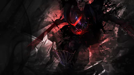 HD wallpaper featuring Berserker from Fate/Zero, showcasing a dark, intense atmosphere with red and black hues.