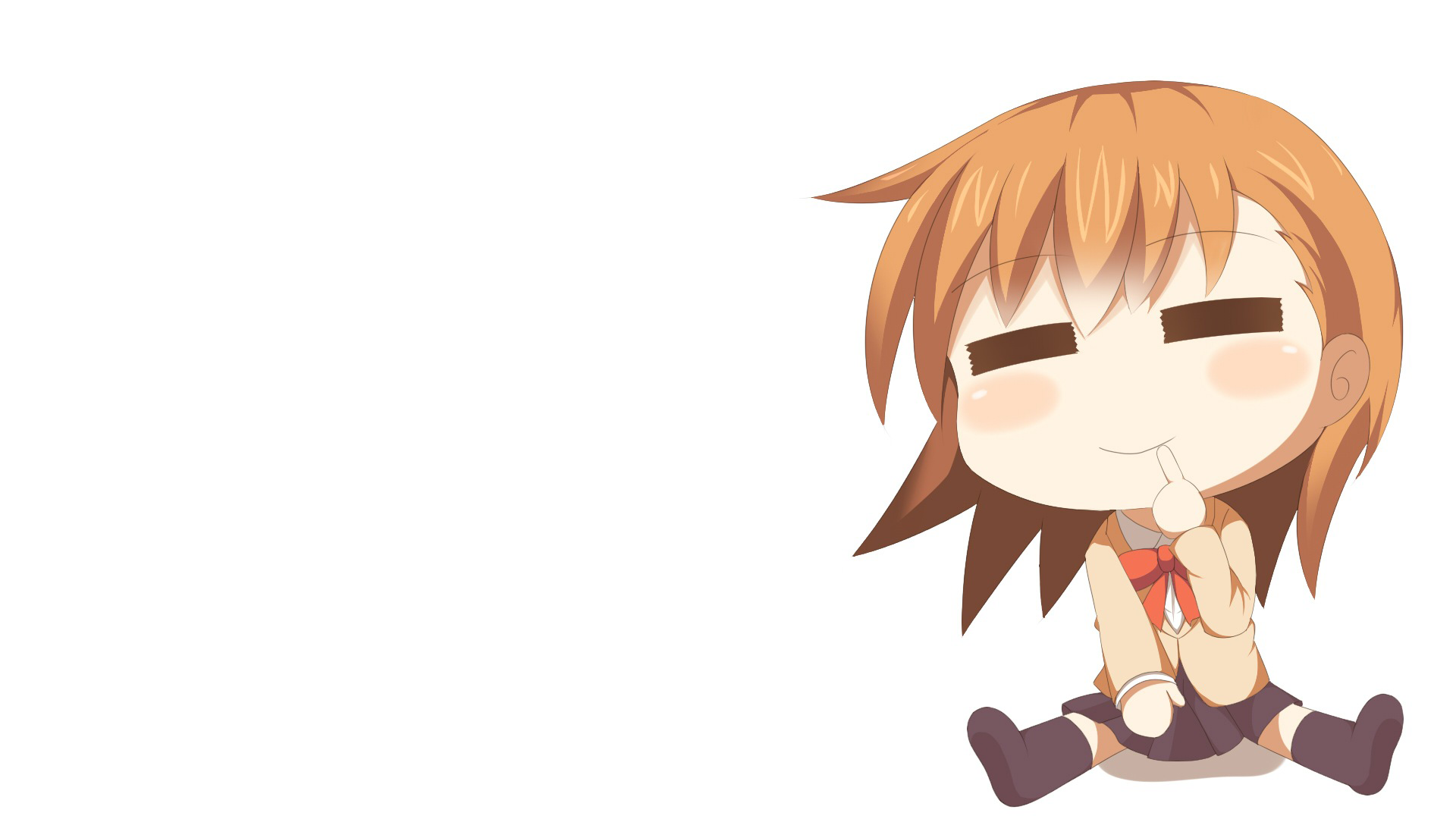 HD PC desktop wallpaper featuring Mikoto Misaka from the anime A Certain Magical Index in a chibi style with a light background.