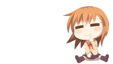 HD PC desktop wallpaper featuring Mikoto Misaka from the anime A Certain Magical Index in a chibi style with a light background.