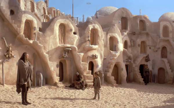 Qui-gon Jinn Anakin Skywalker Tatooine (Star Wars) movie Star Wars: Episode I - The Phantom Menace HD Desktop Wallpaper | Background Image