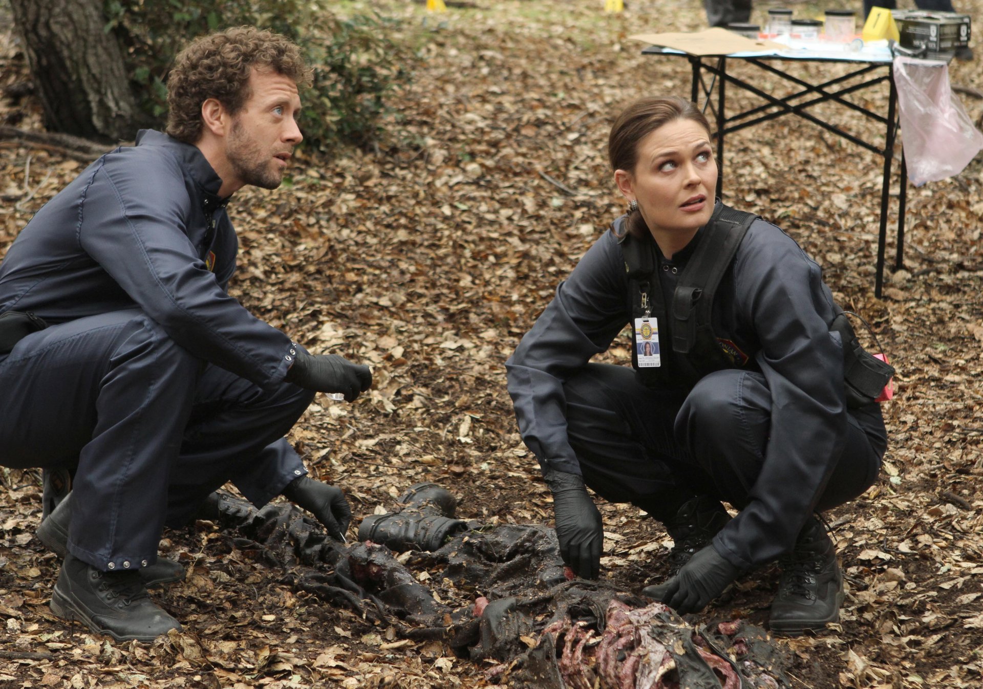 Download Jack Hodgins T.J. Thyne Emily Deschanel Temperance Brennan TV Show Bones (TV Show) HD Wallpaper
