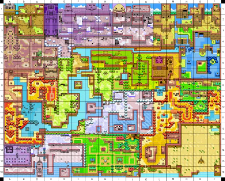 HD PC desktop wallpaper showcasing a colorful, detailed map from the video game The Legend of Zelda: Oracle of Seasons.