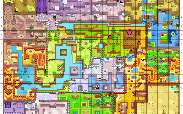 HD PC desktop wallpaper showcasing a colorful, detailed map from the video game The Legend of Zelda: Oracle of Seasons.