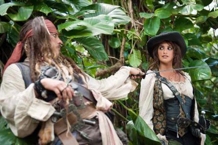 Penelope Cruz Angelica Teach Johnny Depp Jack Sparrow movie Pirates of the Caribbean: On Stranger Tides HD Desktop Wallpaper | Background Image