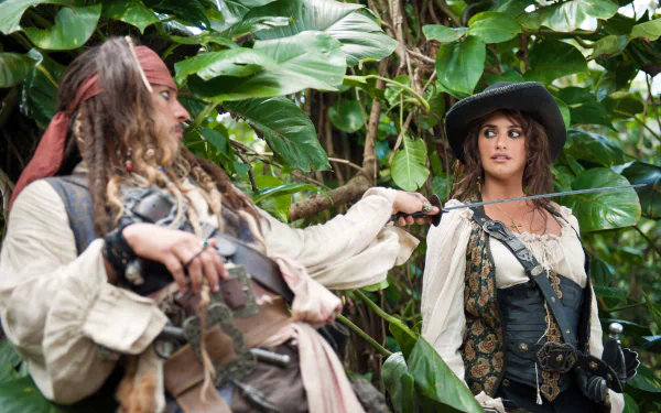 Penelope Cruz Angelica Teach Johnny Depp Jack Sparrow movie Pirates of the Caribbean: On Stranger Tides HD Desktop Wallpaper | Background Image
