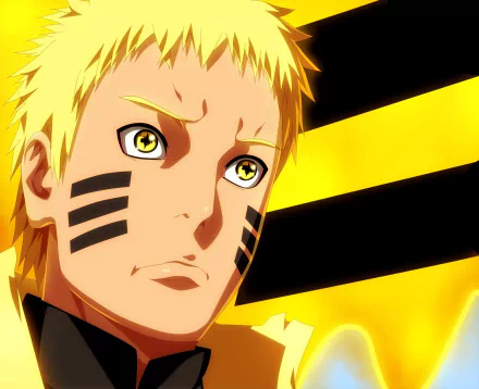 HD wallpaper featuring Naruto Uzumaki, a central character from Boruto: Naruto the Movie, showcasing his distinct yellow hair and determined expression against a vibrant yellow background.