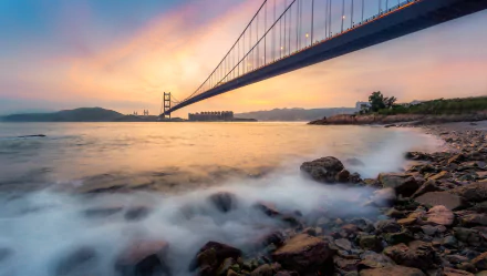 man made Tsing Ma Bridge HD Desktop Wallpaper | Background Image