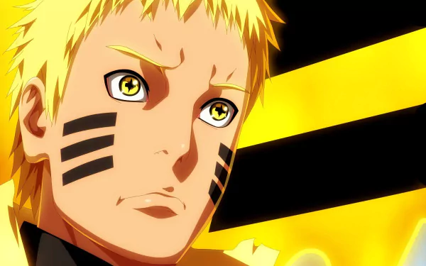 HD wallpaper featuring Naruto Uzumaki, a central character from Boruto: Naruto the Movie, showcasing his distinct yellow hair and determined expression against a vibrant yellow background.