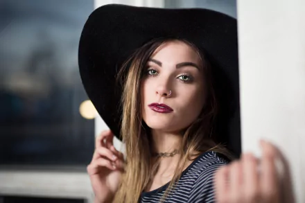 hat lipstick green eyes brunei woman model HD Desktop Wallpaper | Background Image
