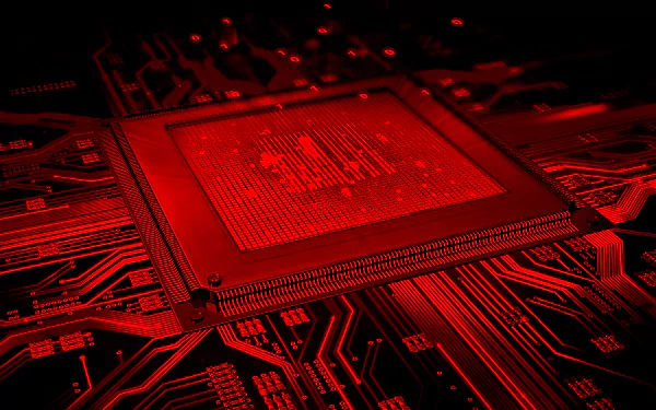 4K Ultra HD PC desktop wallpaper featuring a close-up of a red-lit circuit board, emphasizing intricate technology and electronic components.