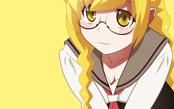 Anime Monogatari (Series) Shinobu Oshino Bakemonogatari Blonde Yellow Eyes Glasses HD Wallpaper | Background Image